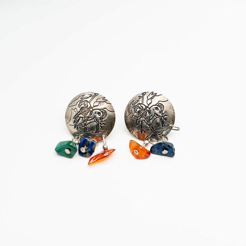 Sterling Silver 925 Marked signed O.T. VTG End of the Trail earrings pierced